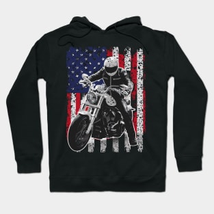 American Flag motorcycle gift for fathers day and 4th of july for kids boy girl woman Hoodie